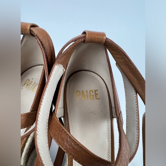 Paige Talia Wedge Ankle Wrap Sandals Women (Cognac) Size 10M - Picture 8 of 8